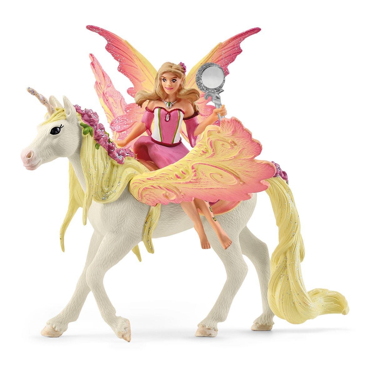 Schleich® Tierfigur BAYALA (Starter Set, 3 St., Starter Set, Unicorns & Fairies), Beweglicher Arm und Magnethalterung für die Reiterfigur