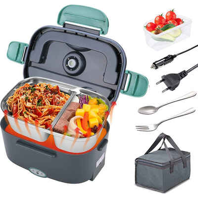 Bedee Elektrische Lunchbox 3 in 1 für Zuhause und Auto + Tasche + Edelstahl Gabel Löffel, (1-tlg), 1,8 L, schnelles Erhitzen von Speisen