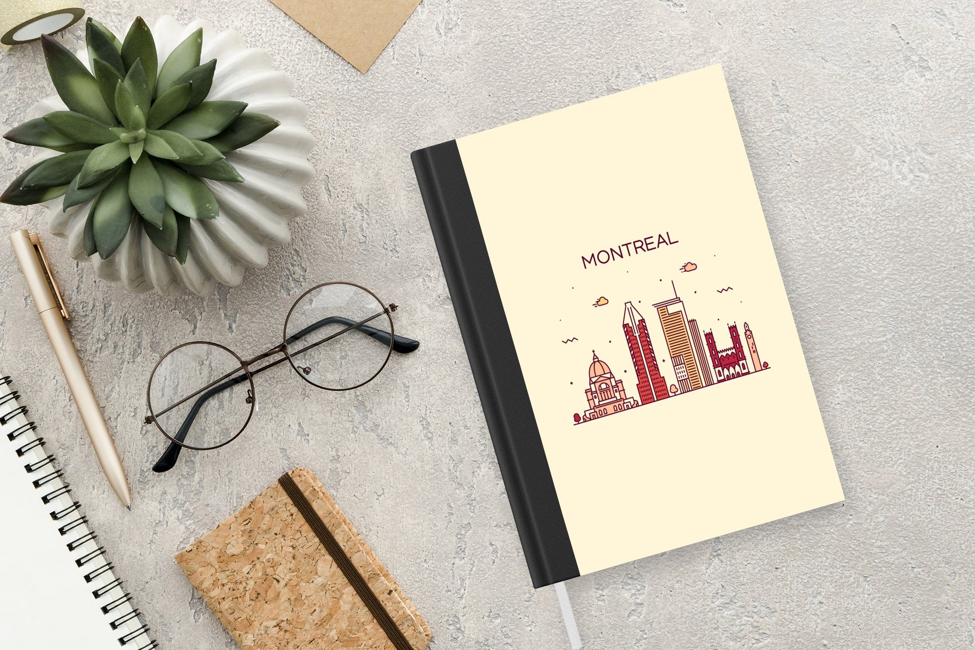 Notizbuch 98 Skyline, Notizheft, Haushaltsbuch MuchoWow Merkzettel, Seiten, Kanada - - Montreal Journal, A5, Tagebuch,