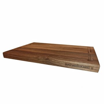 NATUREHOME Schneidebrett Küchenbrett mit Saftrille Nussbaum einseitig 30x20x2 cm, Holz, Holz, (1-St), Handarbeit, Massivholz, Nachhaltig