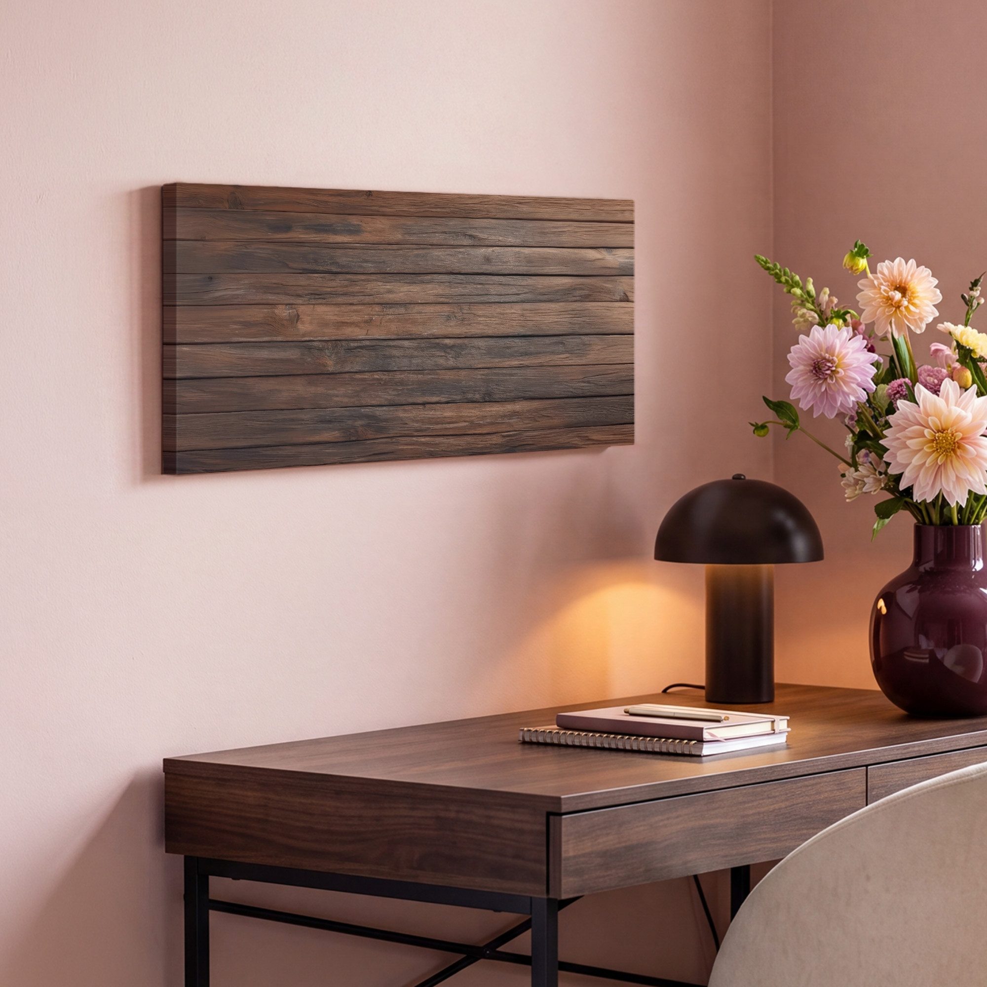 OneMillionCanvasses® Leinwandbild Panorama Holzdielenmuster - Wärme - Natürlich, Fotodruck (1 St), Wandbild, Deko Schlafzimmer Wohnzimmer Flur 40x20 cm – Bild 4 von 5