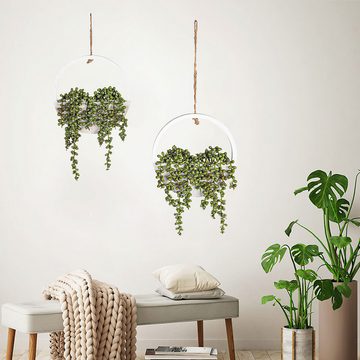 Kunstgras 2 Stück Naturgetreue künstliche Hängepflanze aus PVC,Wanddekoration, DOPWii