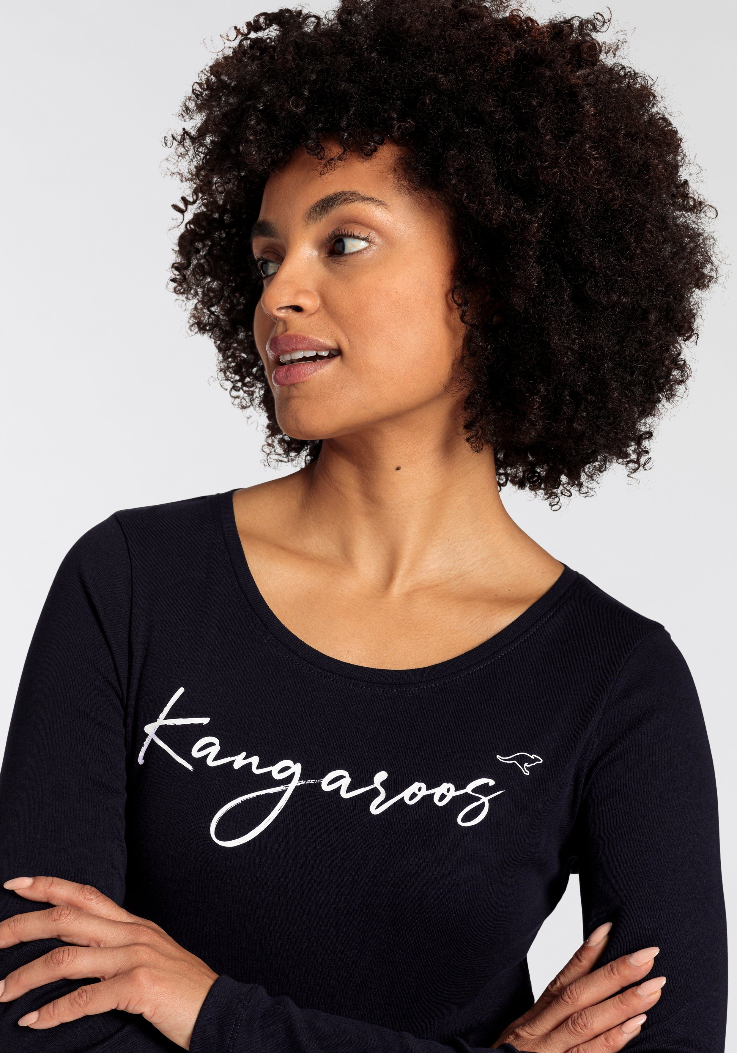 KangaROOS Longsleeve Langarm, sehr figurbetont, aus Rippware, aus 100% Baumwolle
