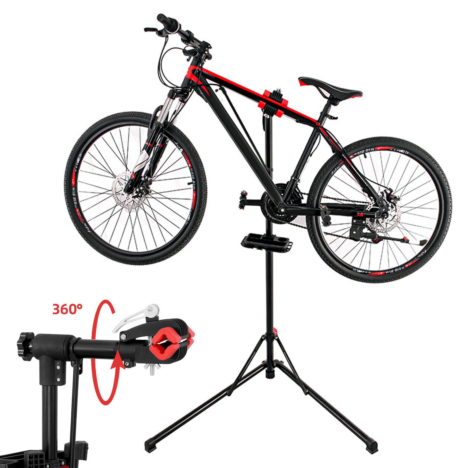 kisidus Fahrrad-Montageständer Fahrradmontageständer Profi Reparaturständer Fahrradständer (mit Werkzeugablage – klappbar & höhenverstellbar, bis 30 kg belastbar), für MTB, Rennrad, E-Bike