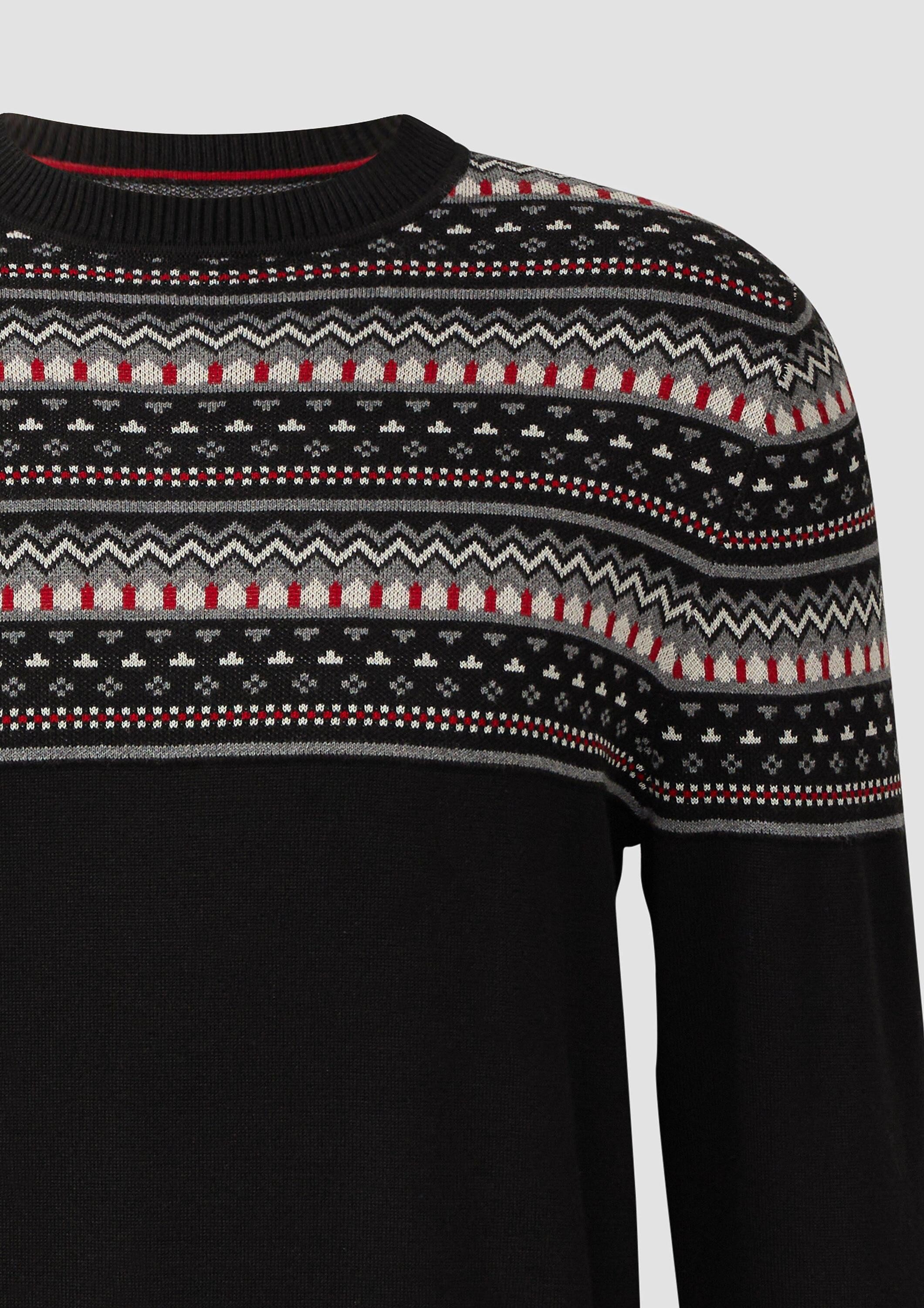 s.Oliver Longpullover Strickpullover Baumwollpullover mit Norwegermuster