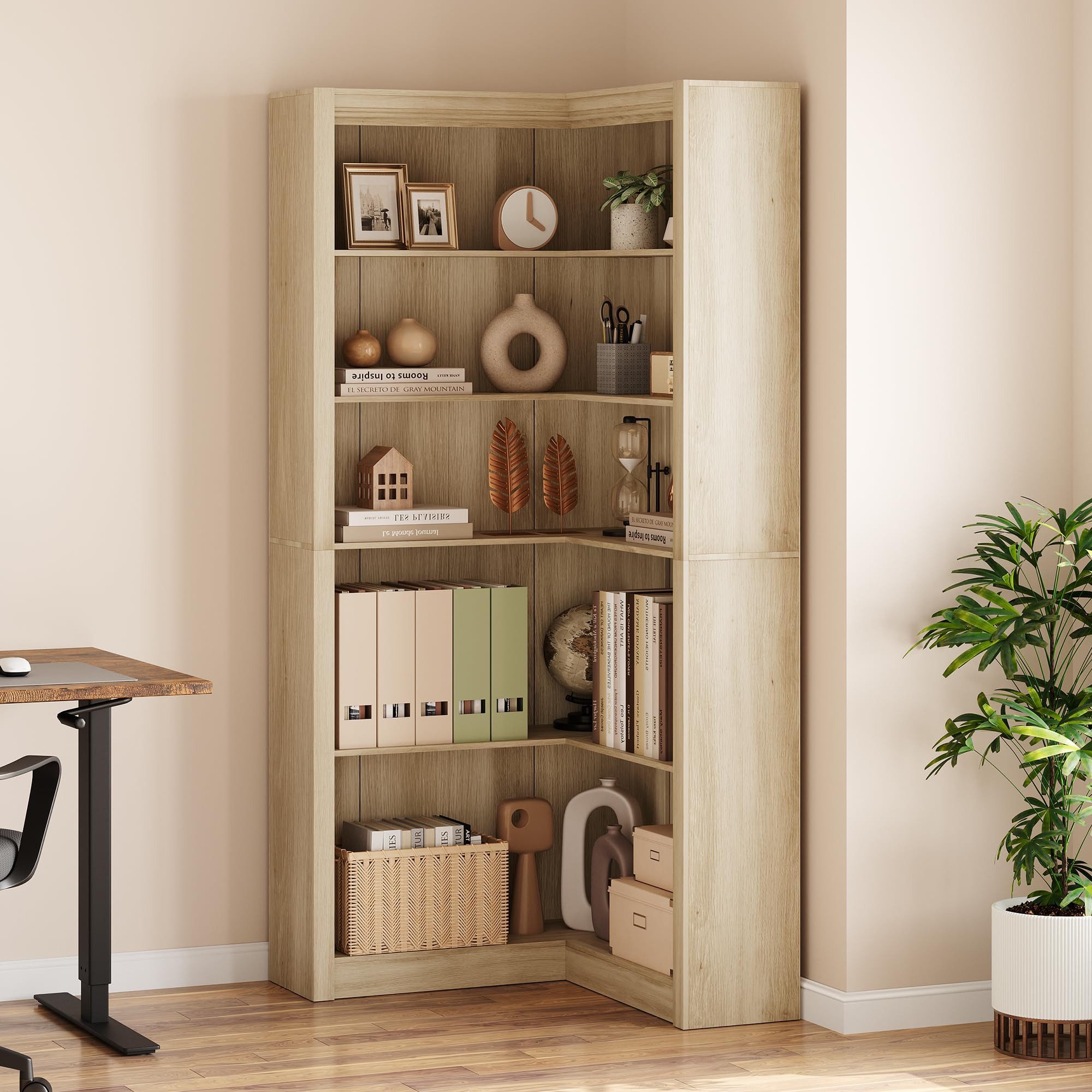 GarveeMore Bücherregal Eckregal Bücherregal 5-stöckiges L-förmiges Regal Gr günstig online kaufen