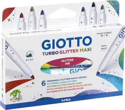 GIOTTO Tintenfeinschreiber GIOTTO F426600 Faserschreiber Turbo Glitter Maxi - 6 Farben sortiert