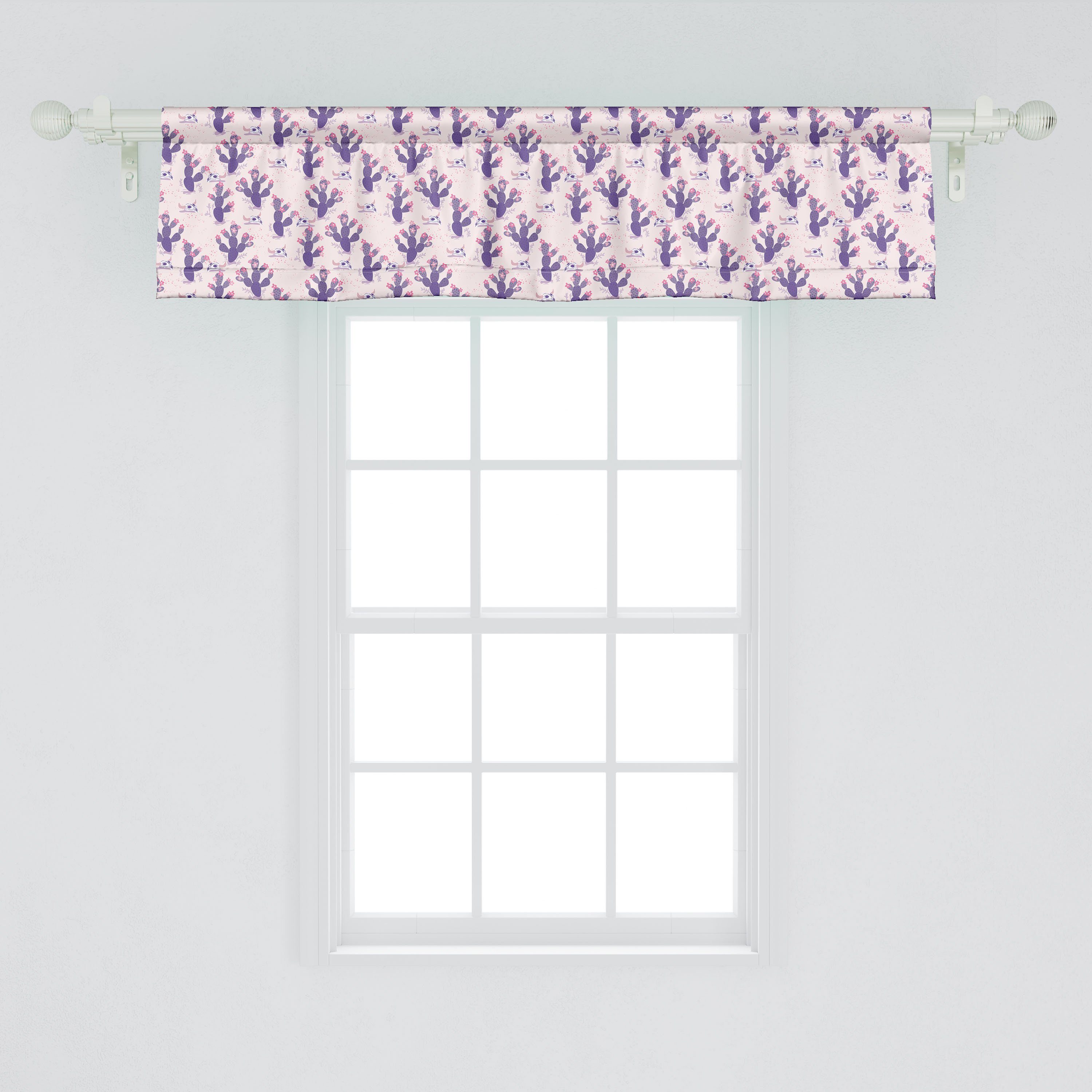 Scheibengardine Vorhang Volant für Dekor Schädel-Kunst und Abakuhaus, Kaktus Kakteen Microfaser, Küche Schlafzimmer Stangentasche, mit Wüste