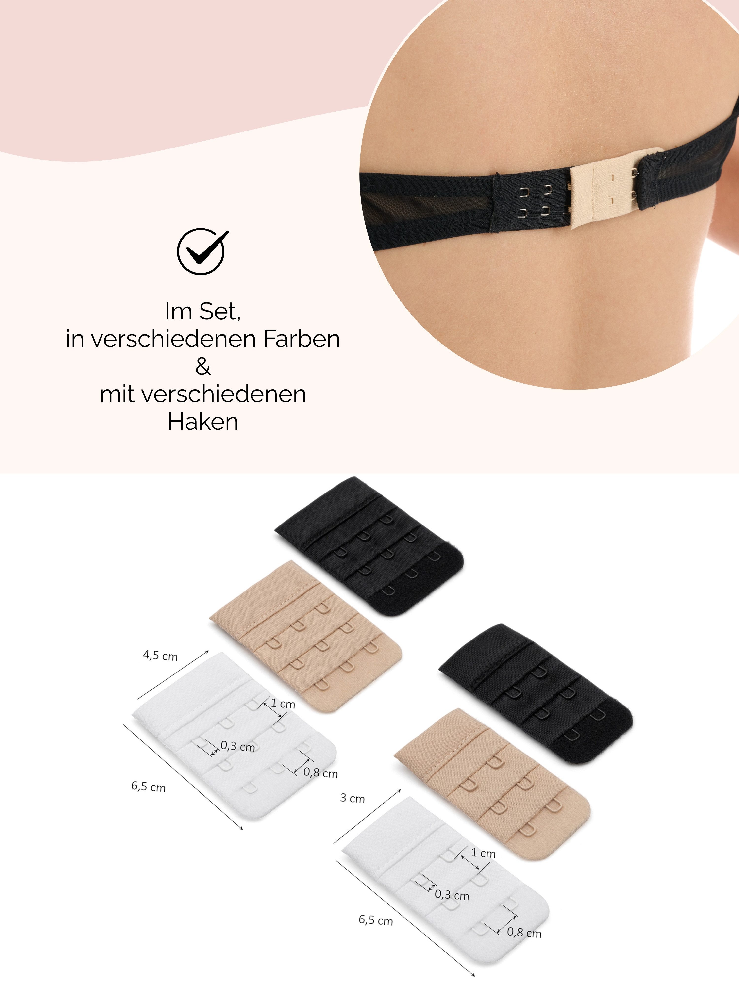 Herzmutter BH-Verlängerung 2er/3er Haken - BH-Erweiterung - Mehrerpack – Bild 4 von 5