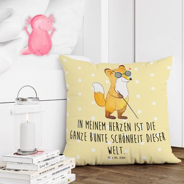 Mr. & Mrs. Panda Dekokissen Fuchs Blindheit - Gelb Pastell - Geschenk, Kopfkissen, Erblindung, De, Einzigartige Designs