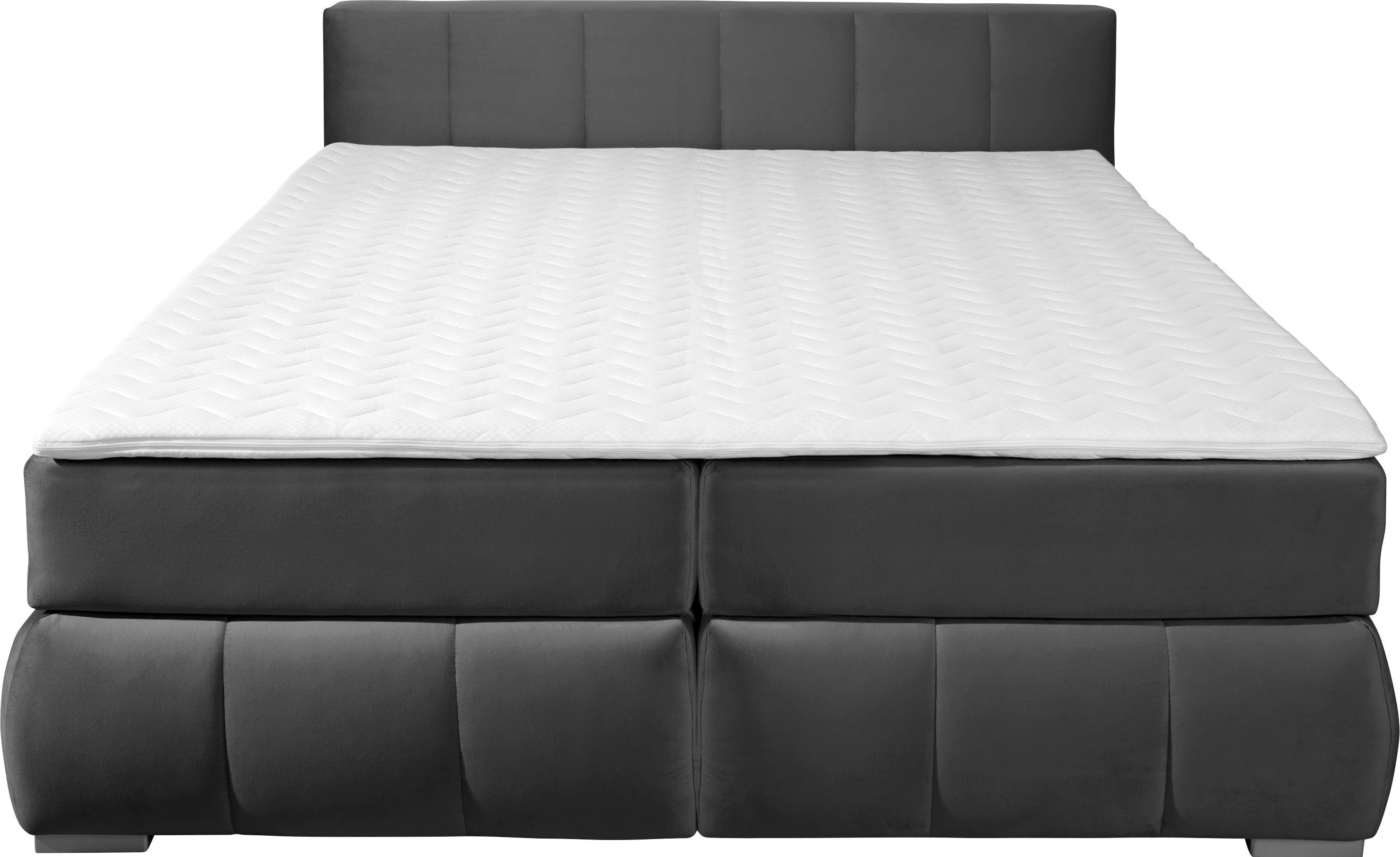 Home affaire Boxspringbett Chelles, inkl. Topper, in XXL- Überlänge 220 cm, Unterbox mit feine Wölbung