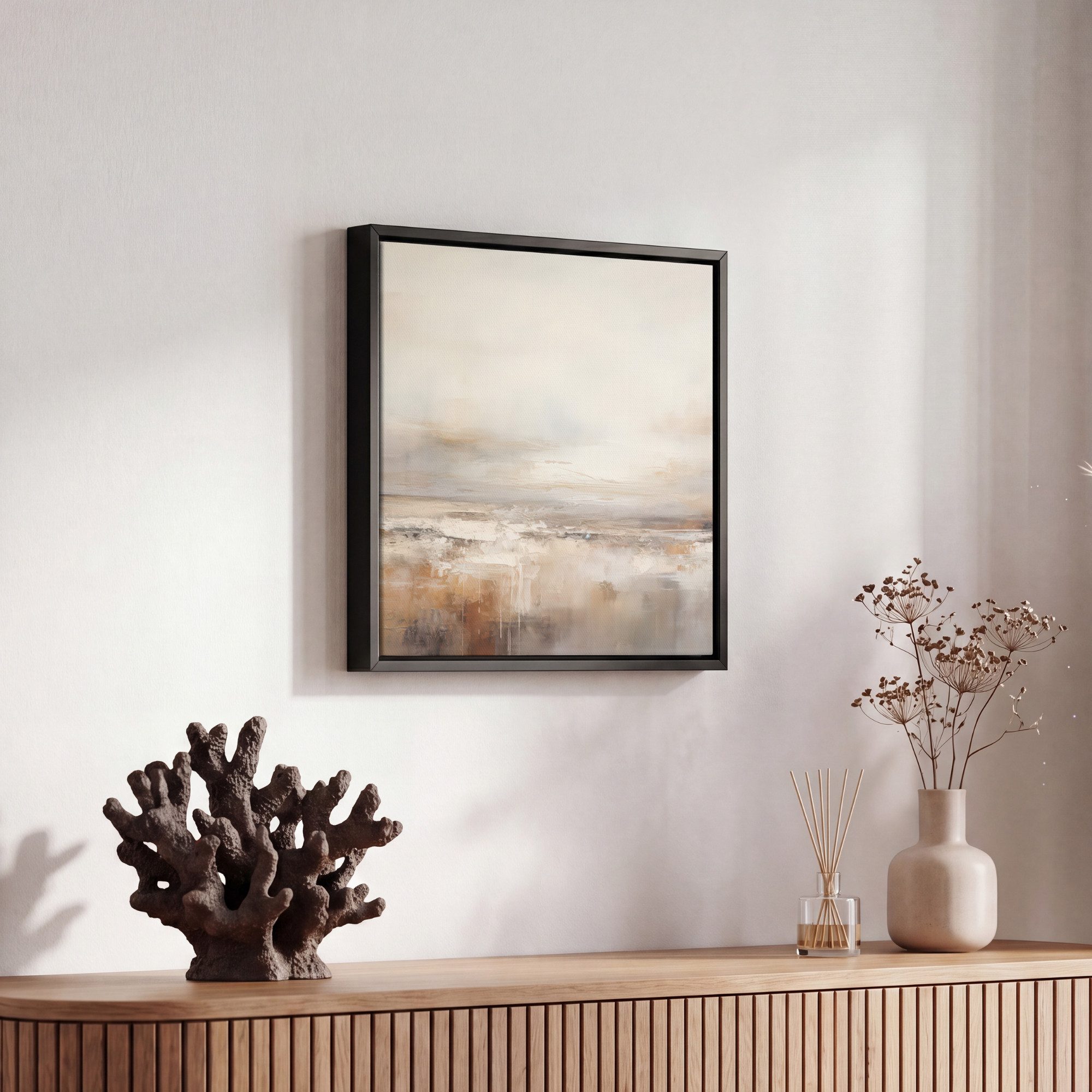 OneMillionCanvasses® Leinwandbild mit Rahmen - Kunst - Industriell - Grau - Braun - Abstrakt, Fotodruck (1 St), Schlafzimmer Deko Aesthetic, Bilder über Bett, 2 – Bild 5 von 5