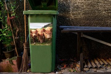 MuchoWow Wandsticker Schweine - Groß - Tiere (1 St), Mülleimer-aufkleber, Mülltonne, Sticker, Container, Abfalbehälter