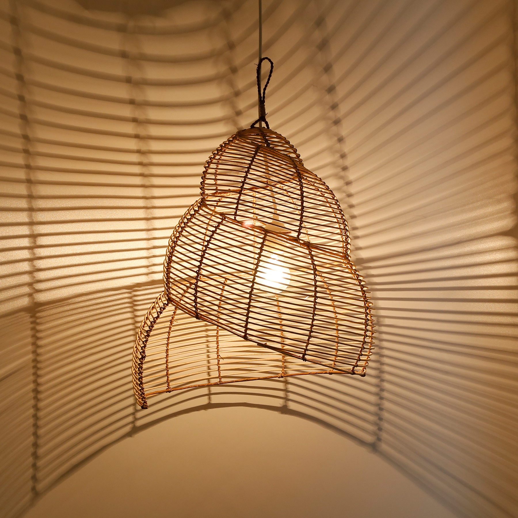Casa Moro Hängeleuchte XL Deckenlampe Rattan Natur – Hängelampe Ø 40 x H 60 cm, ohne Leuchtmittel, Pendelleuchte, E27, Wohnzimmer, Schlafzimmer, Esszimmer, Kinderzimmer