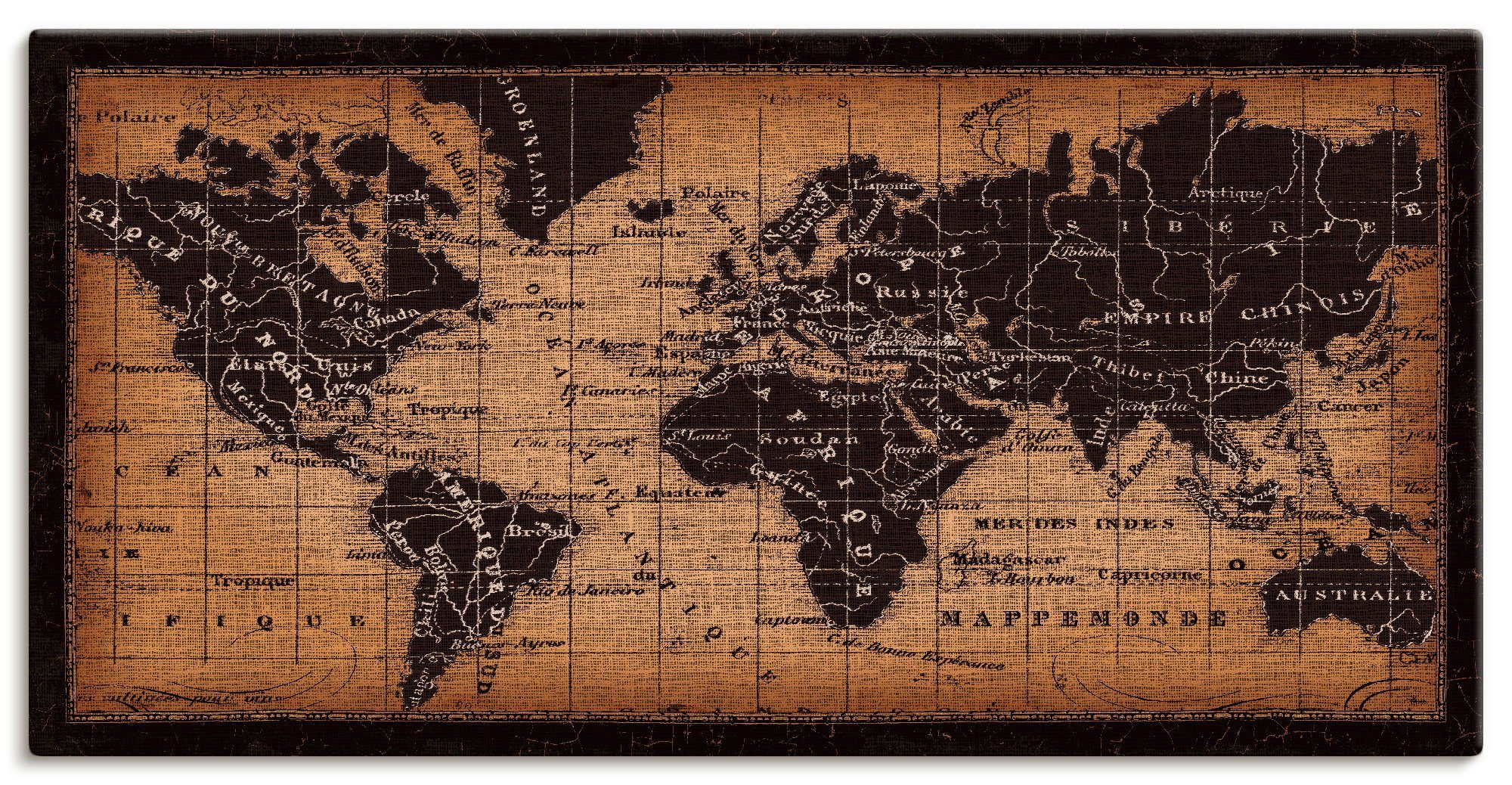 Artland Wandbild Alte Weltkarte, Landkarten (1 St), als Leinwandbild, Плакат, Wandaufkleber in verschied. Größen