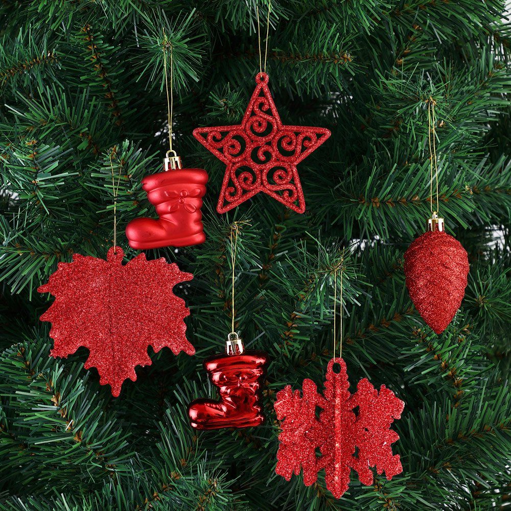 102er glänzend Weihnachtskugeln (102 St), Weihnachtsbaumkugel matt Deuba glitzer Rot Set Weihnachtsdeko