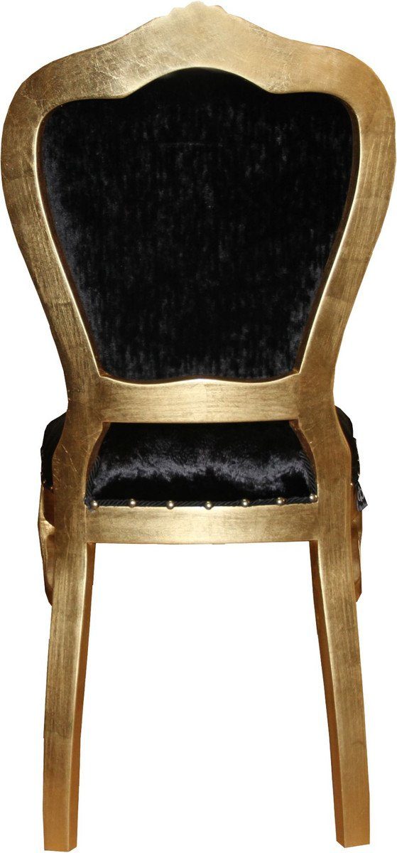Stuhl Schwarz - Schminktisch Esszimmerstuhl Padrino Gold Luxus Stuhl - Barock Barock / Möbel Esszimmer Casa