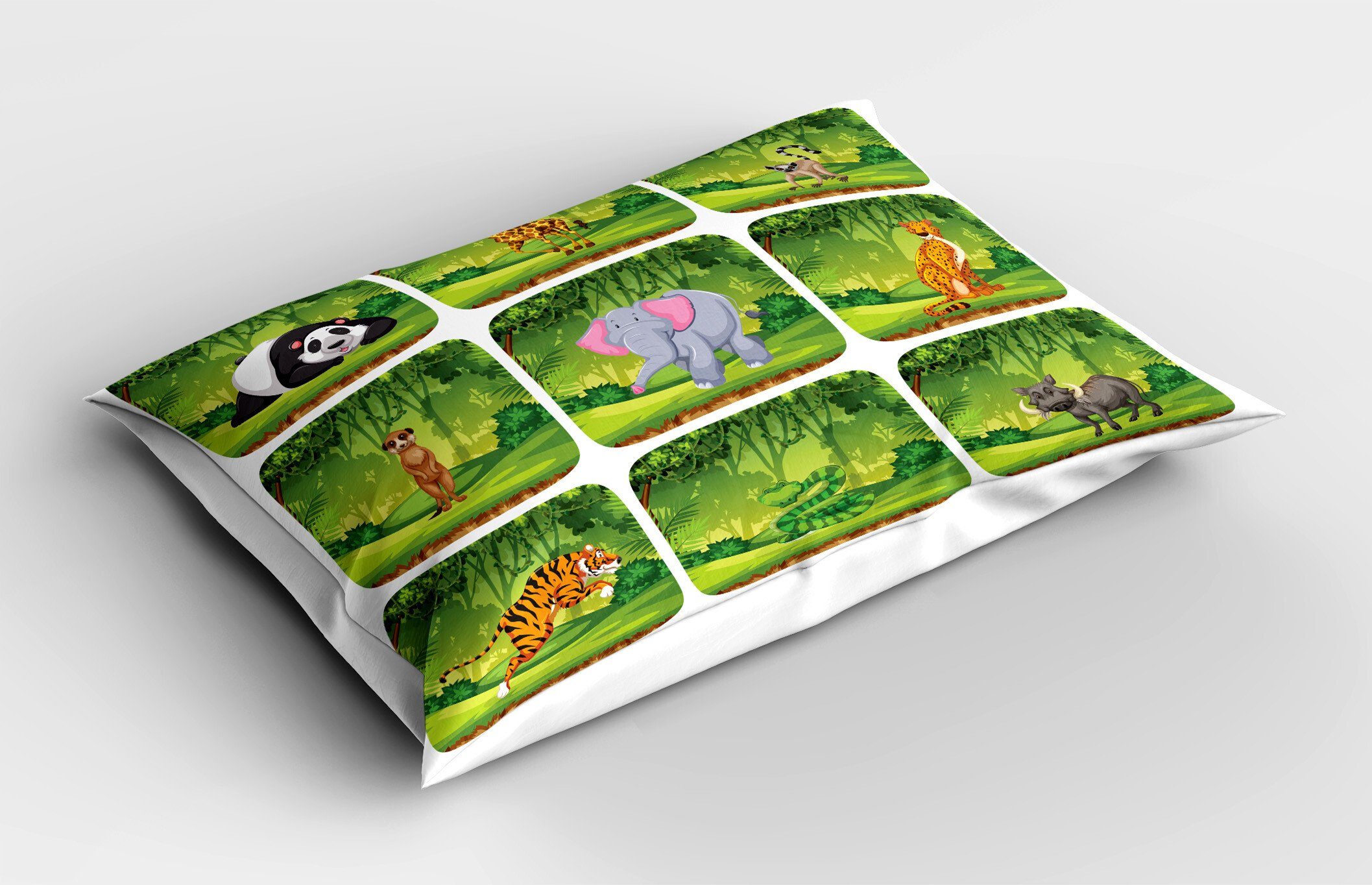 Dekorativer Stück), Kissenbezug, (1 Size Abakuhaus Kissenbezüge King Lemur Dschungel-Spaß Standard Tiere Gedruckter