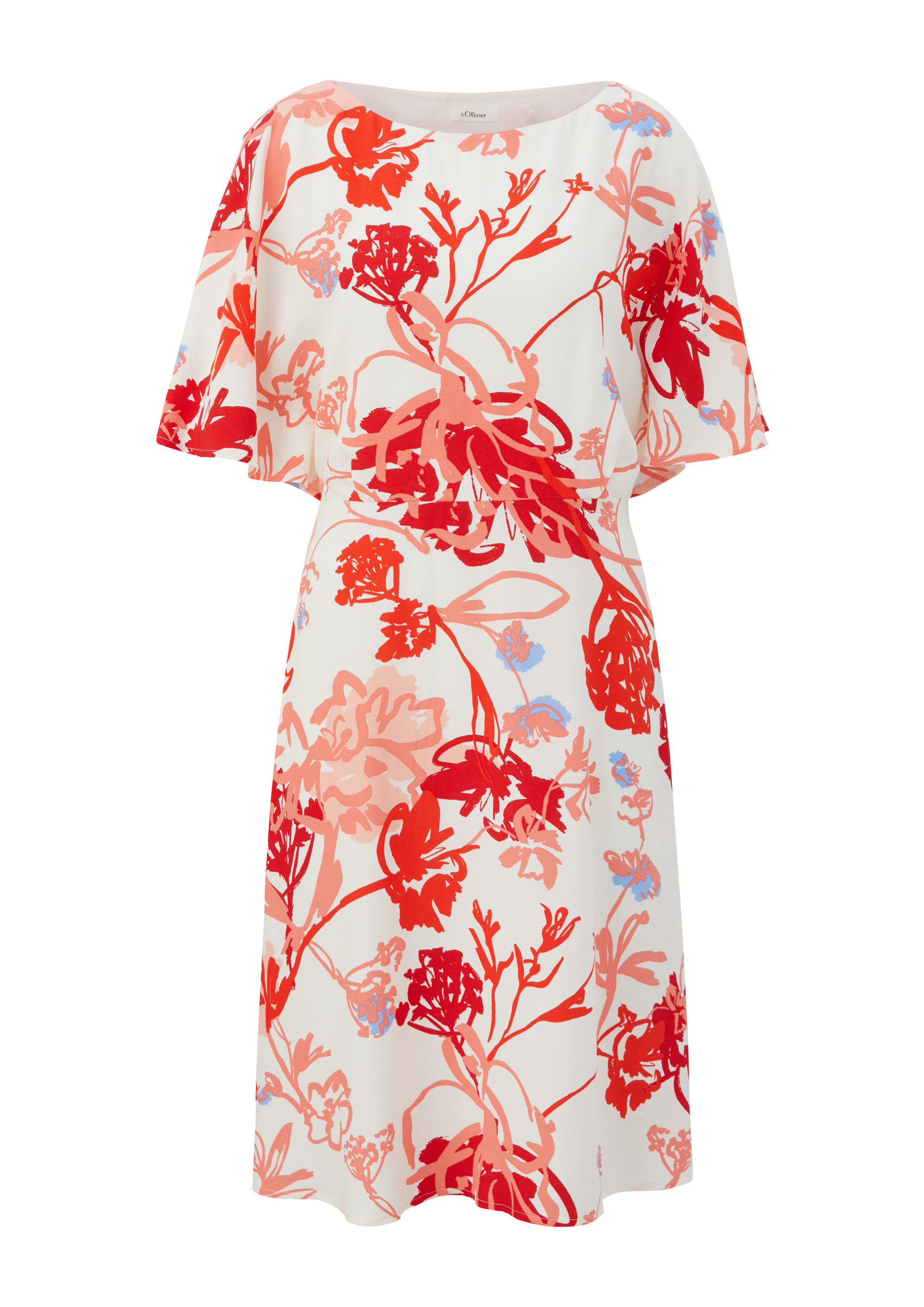 s.Oliver Minikleid Kleid Midkleid mit All-over-Print und Flügelärmel