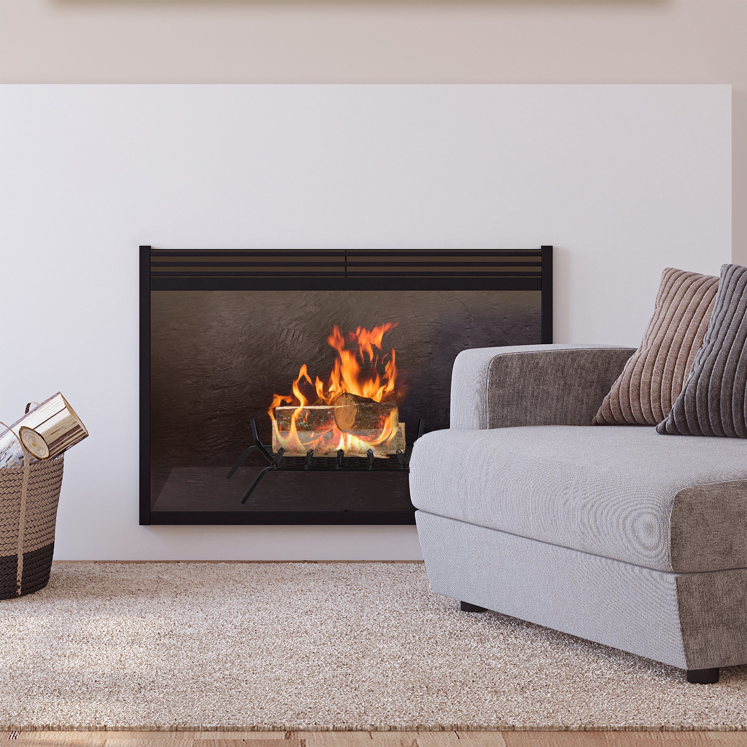 relaxdays Feuerrost Kaminrost mit Füßen, 58x28 cm, L