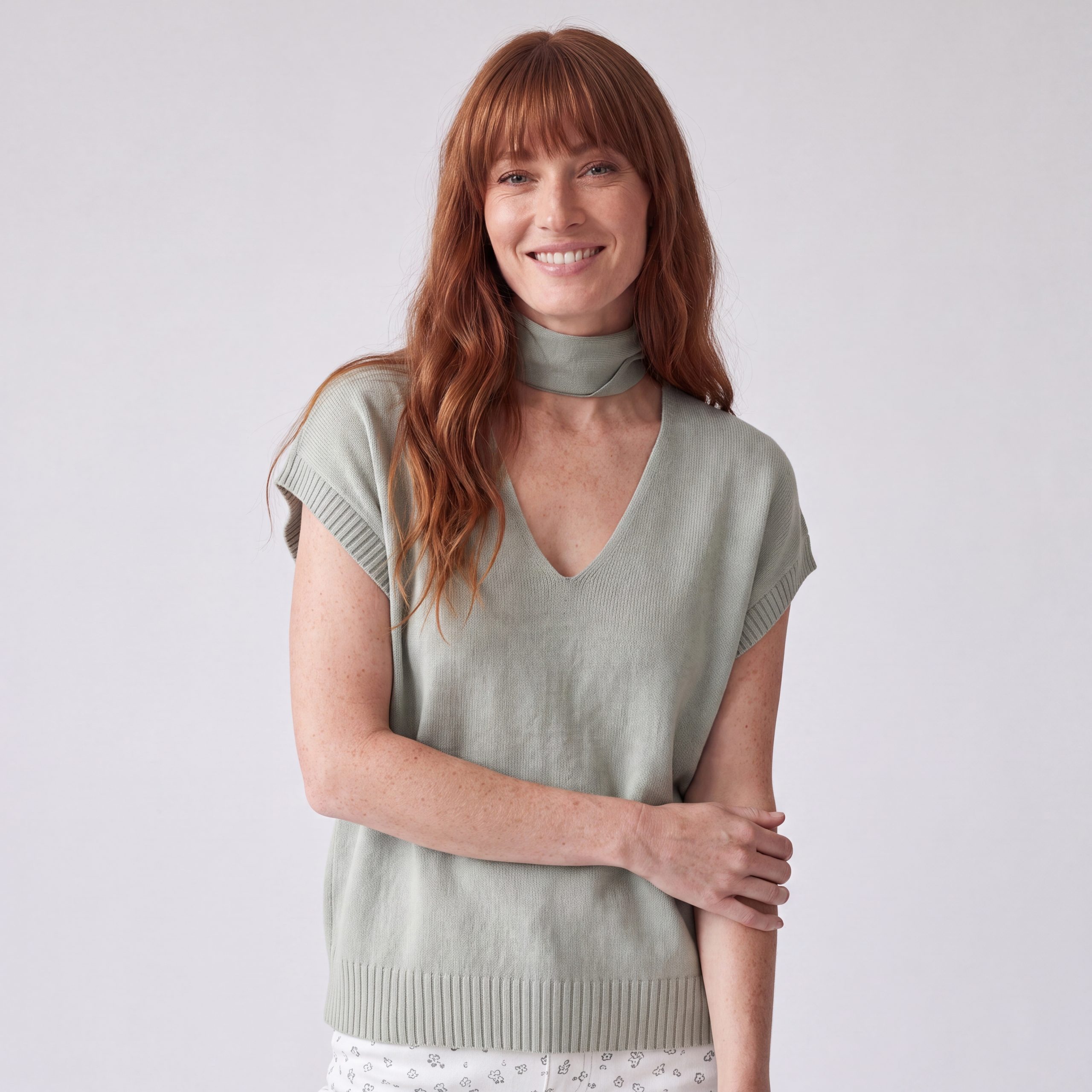 Strickpullover Damen Strickpullunder V-Ausschnitt Oversize Strickshirt Kurzarm