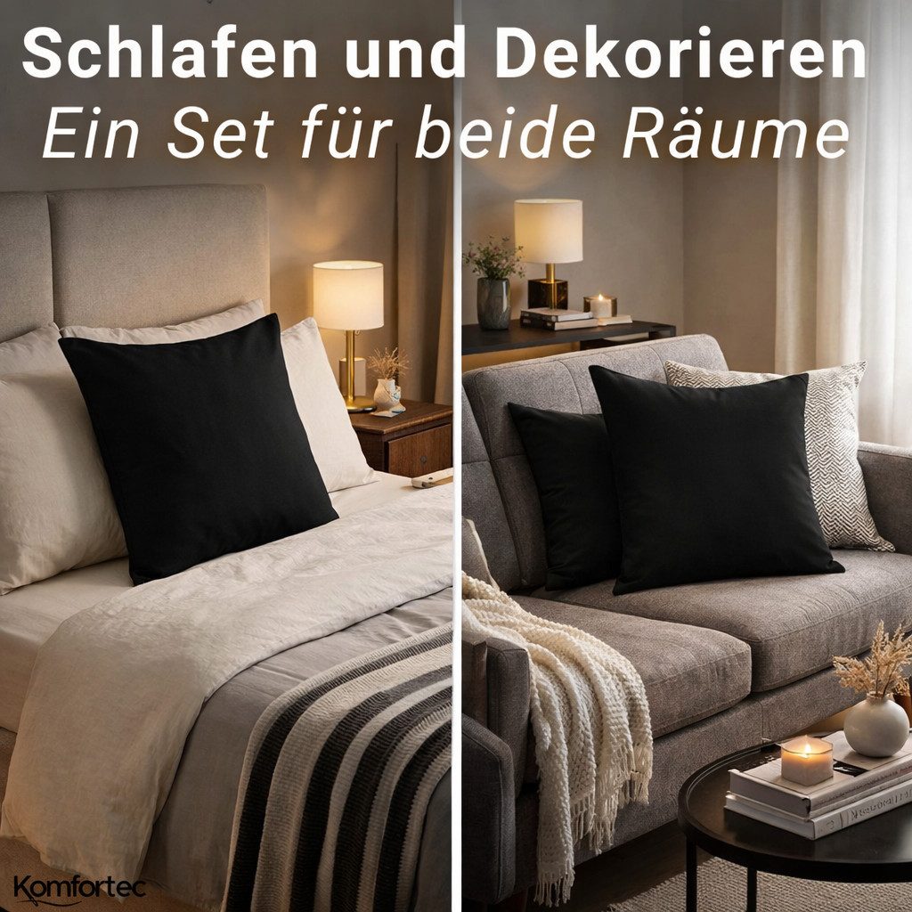 Komfortec Kissenbezug Premium Kopfkissenbezug, gebürstet 100% Mikrofaser 90g/m², (2 Stück), 80x80 cm mit Reißverschluss, Superweiches Kissenhülle Set