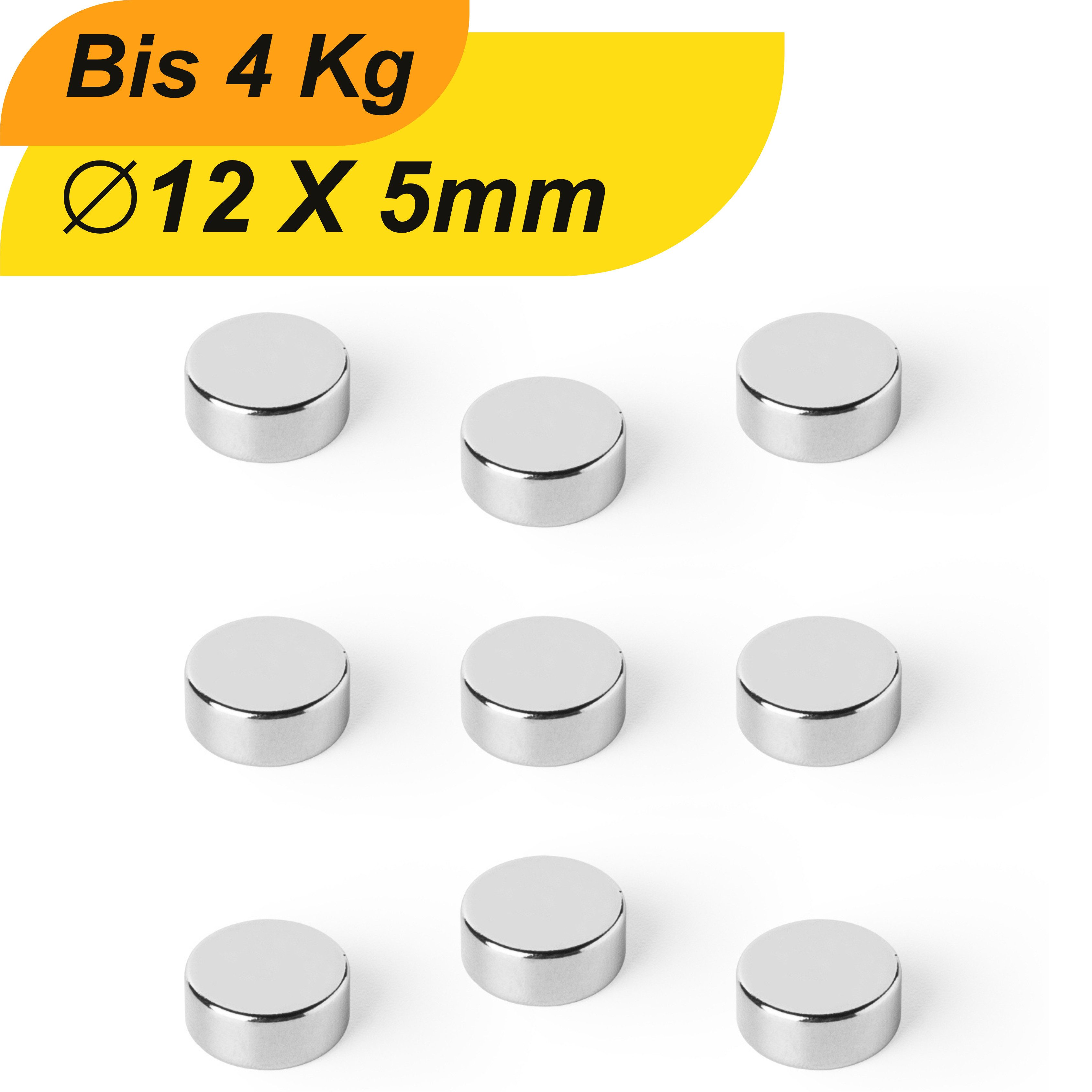 Magnet Neodym Magnet 12mm x 5mm Supermagnet Scheibenmagnet starke Haftkraft