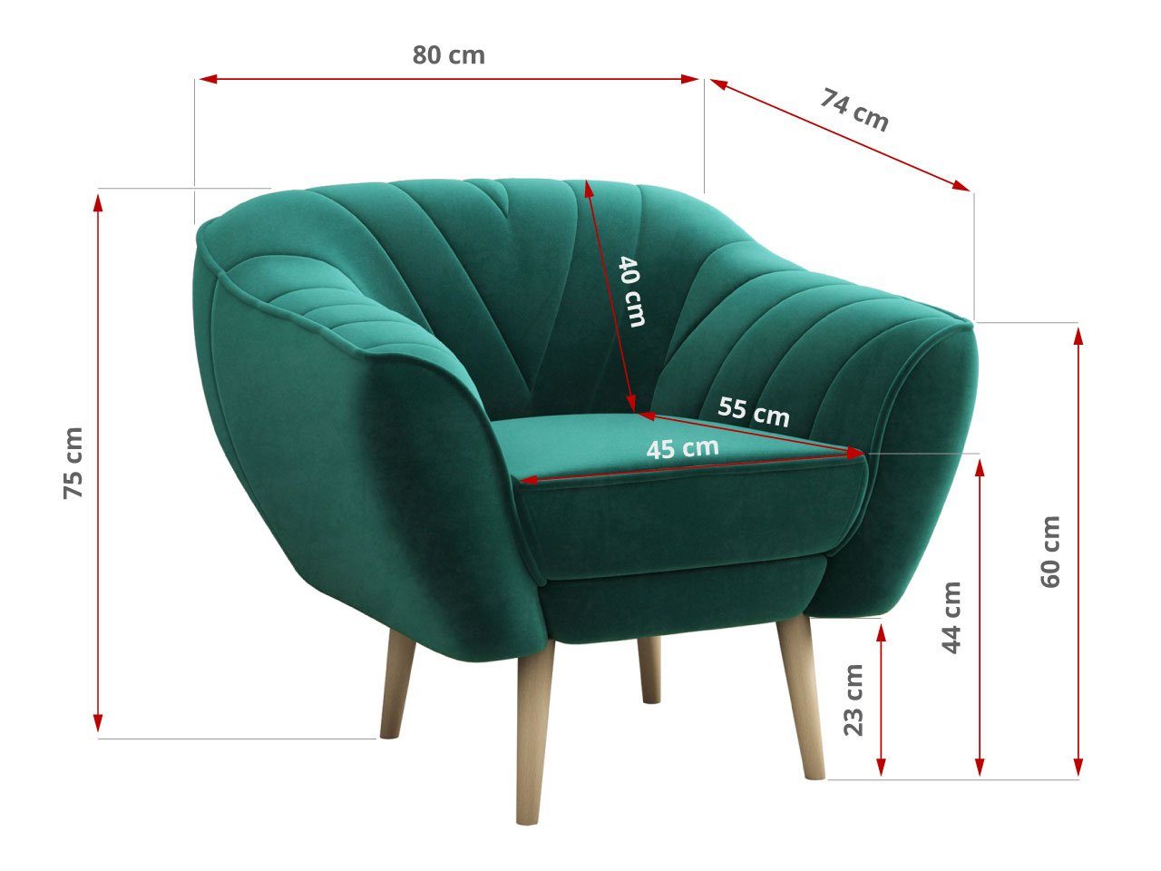 MKS MÖBEL Sofa Monolith Skandinavischer Holzbeine, Grün freistehend Stil, Viki