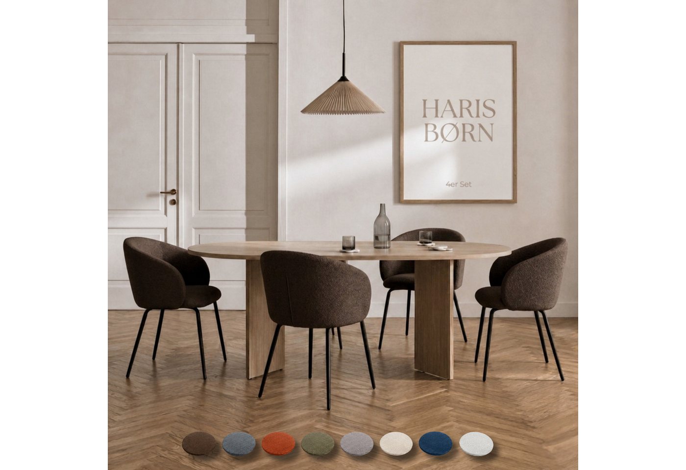 Haris Børn Esszimmerstuhl mit Armlehnen NØR - Hochwertige Polsterstühle für Esszimmer (Set, 4 St), Premium Esszimmer Stühle & Wohnzimmer Stühle