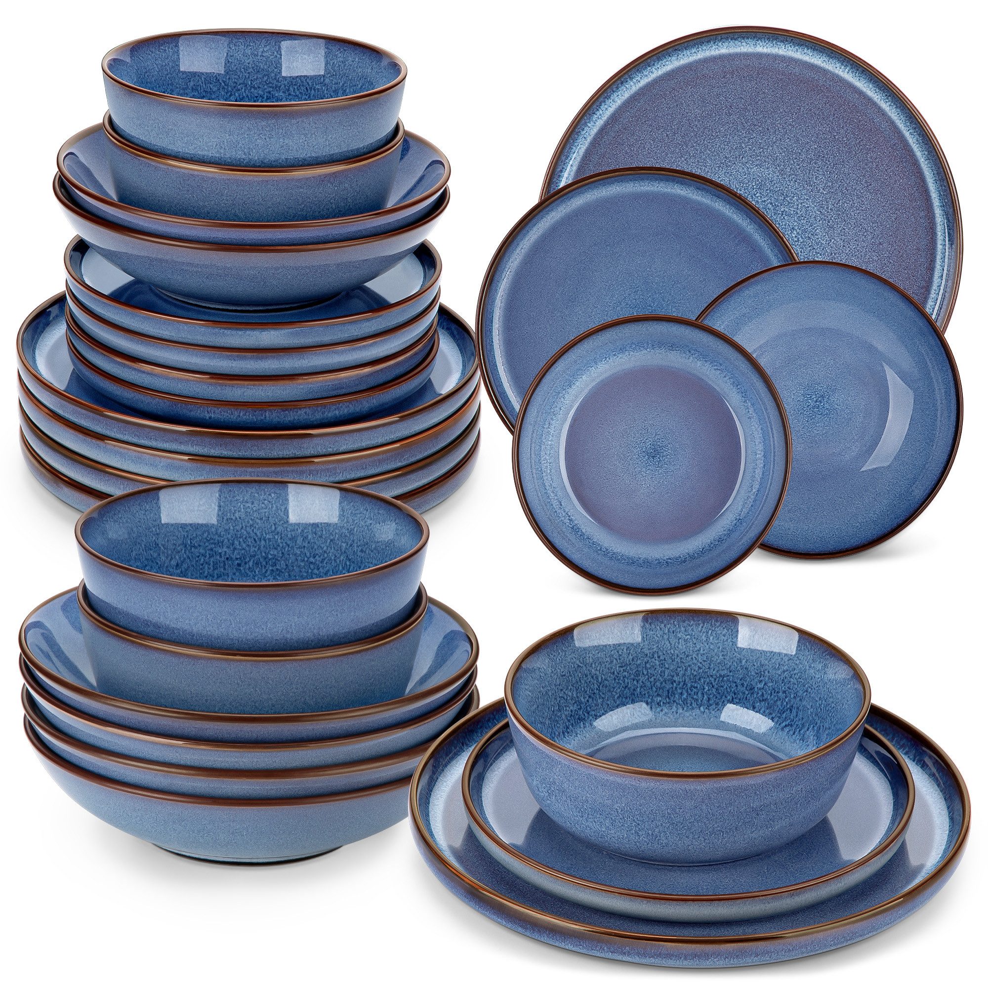 vancasso Geschirr-Set Tafelservice für 4/6 Personen, Steingut Geschirrset, Blau (24-tlg), 6 Personen, Steingut