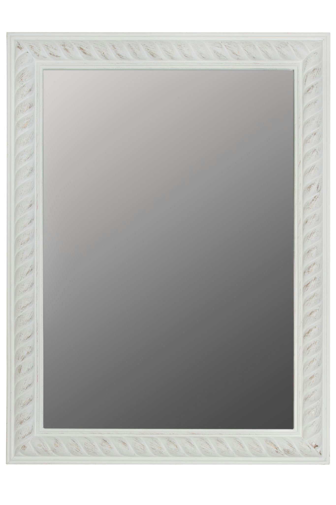 antik 62x82x7 weiß vintage elbmöbel Spiegel weiß Wandspiegel: | weiß Wandspiegel Kordelrahmen holz Badezimmerspiegel, cm Wandspiegel