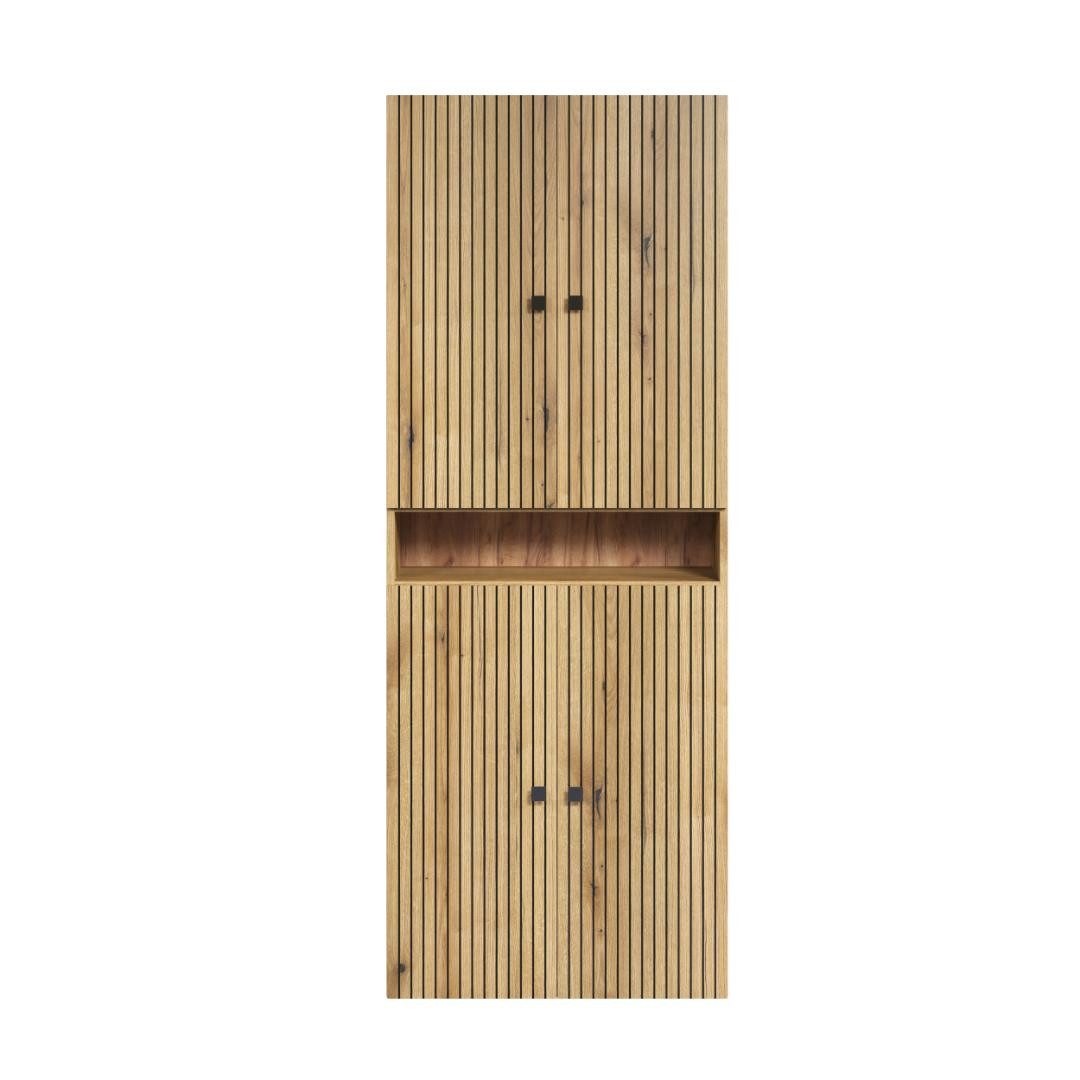 trendteam Badmöbel-Set PureBliss Hochschrank Bad Eiche Dekor., (1-St)