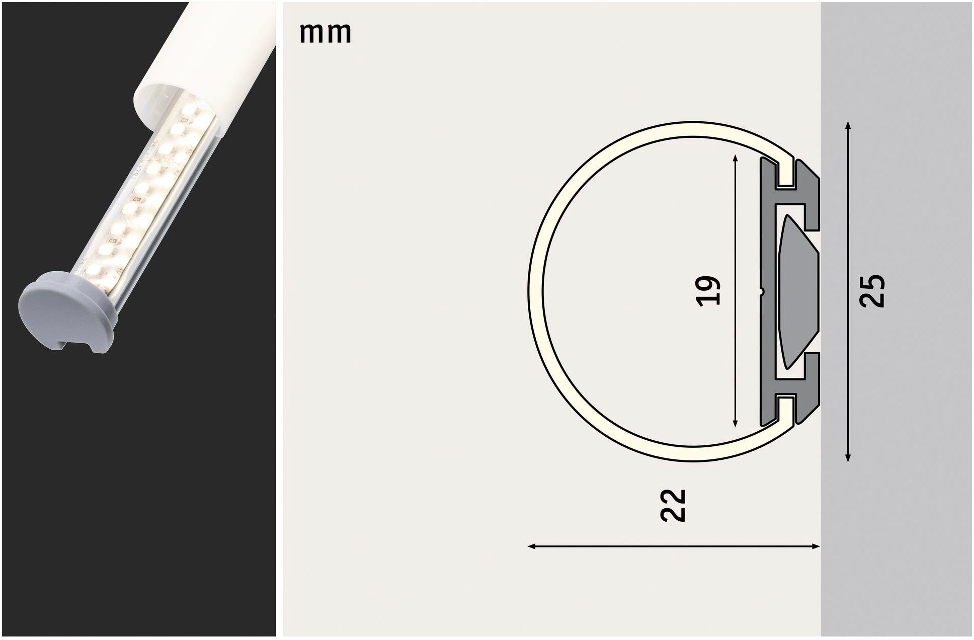 Paulmann LED-Streifen Tube Profil Set und Endkappen 100 inkl. Clips, Diffusor cm