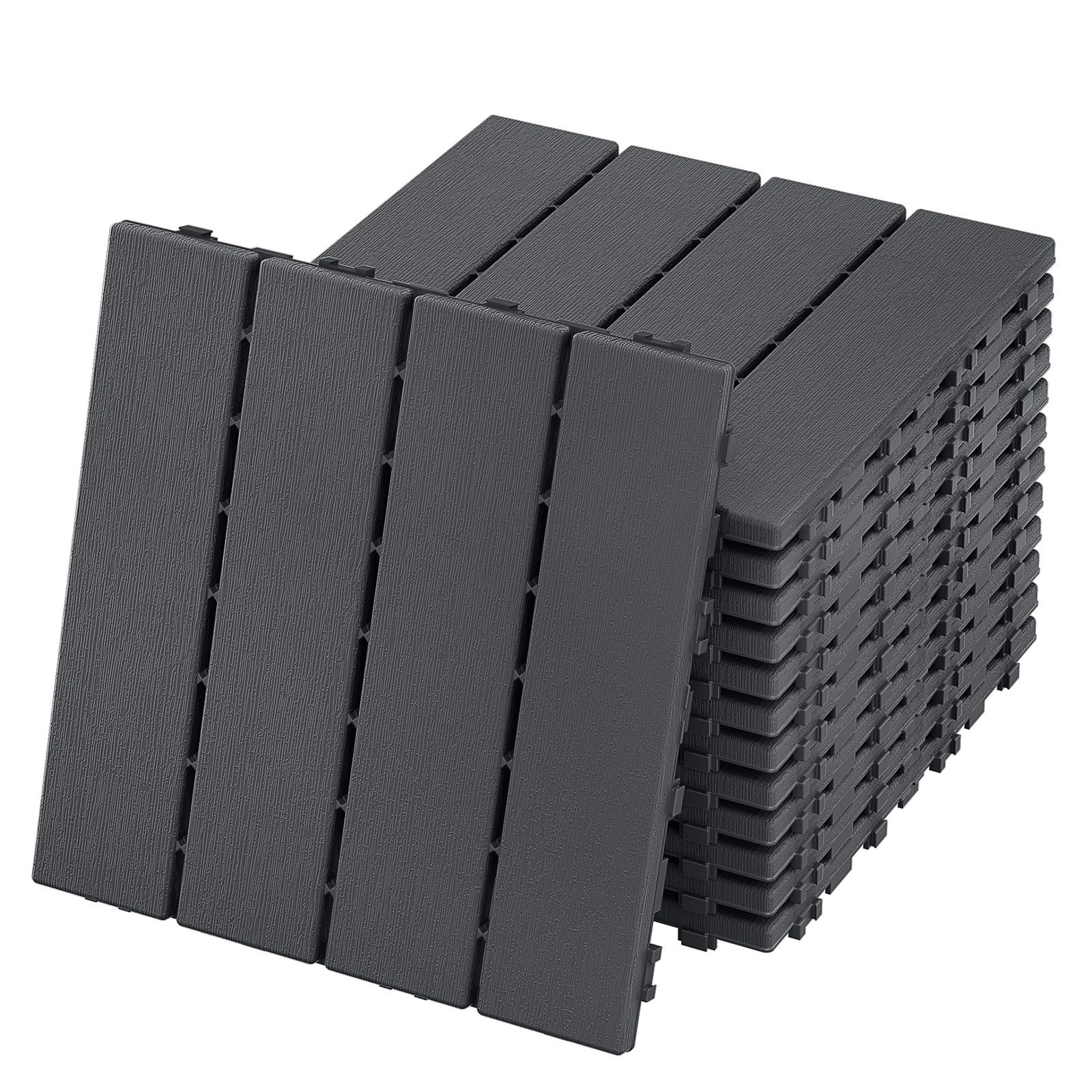 FIVMEN Terrassendielen 30x30cm Fliesen Balkonfliesen Terrassenfliesen in Holzoptik, Anthrazit, (55-St), für Terrassen, Gärten, Schwimmbäder