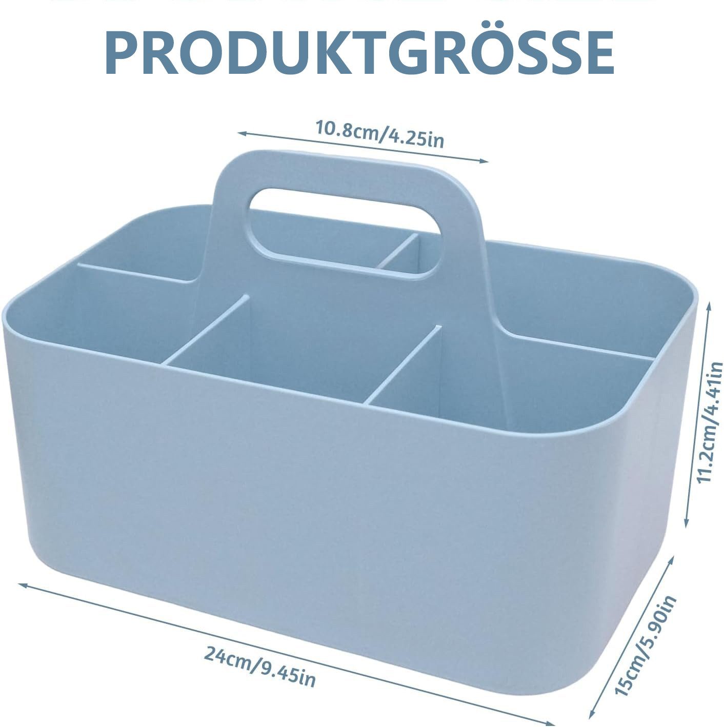 FOUORTUNATE-BEE Organizer Korb Organizer mit Griff Mehrzweck Kunststoffkorb mit 5 Fächer (Abnehmbare Reinigungskorb Stapelbarer Schreibtischkorb, Bastelkorb für Kunst, Make-up, Bürobedarf)