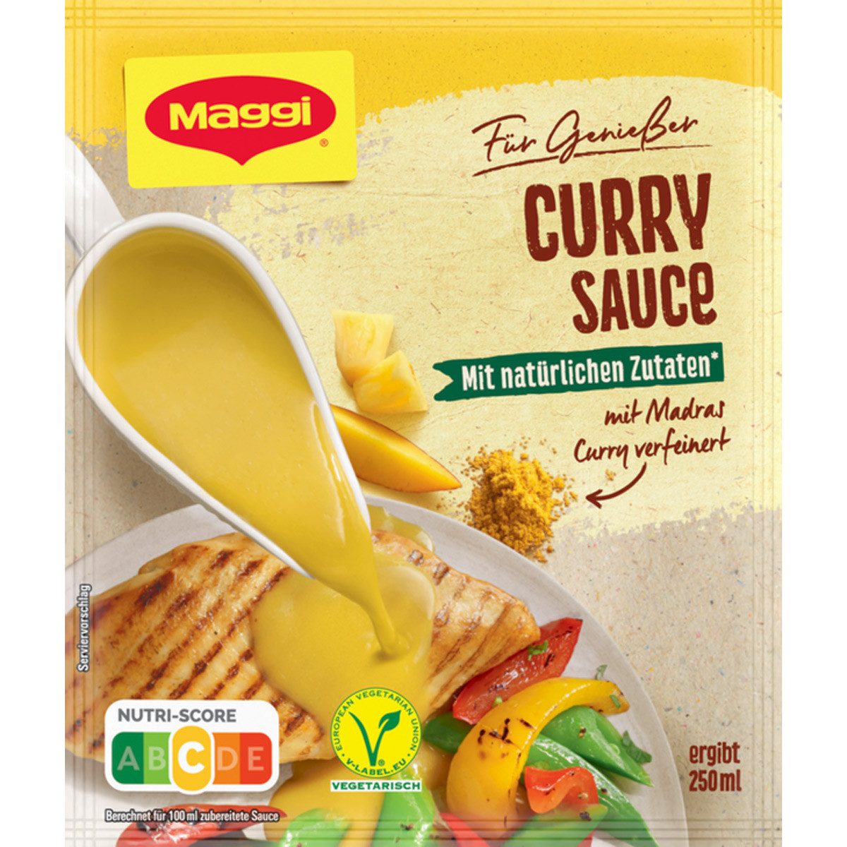 MAGGI Saucen, Maggi für Genießer Curry Sauce mit Madras Curry verfeinert 32g