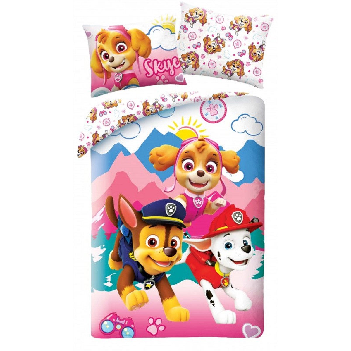 PAW PATROL Bettwäsche Set Baumwolle Bettdeckenbezug 140 × 200 cm mit 70 × 90 cm Kissenbezug, 2 teilig