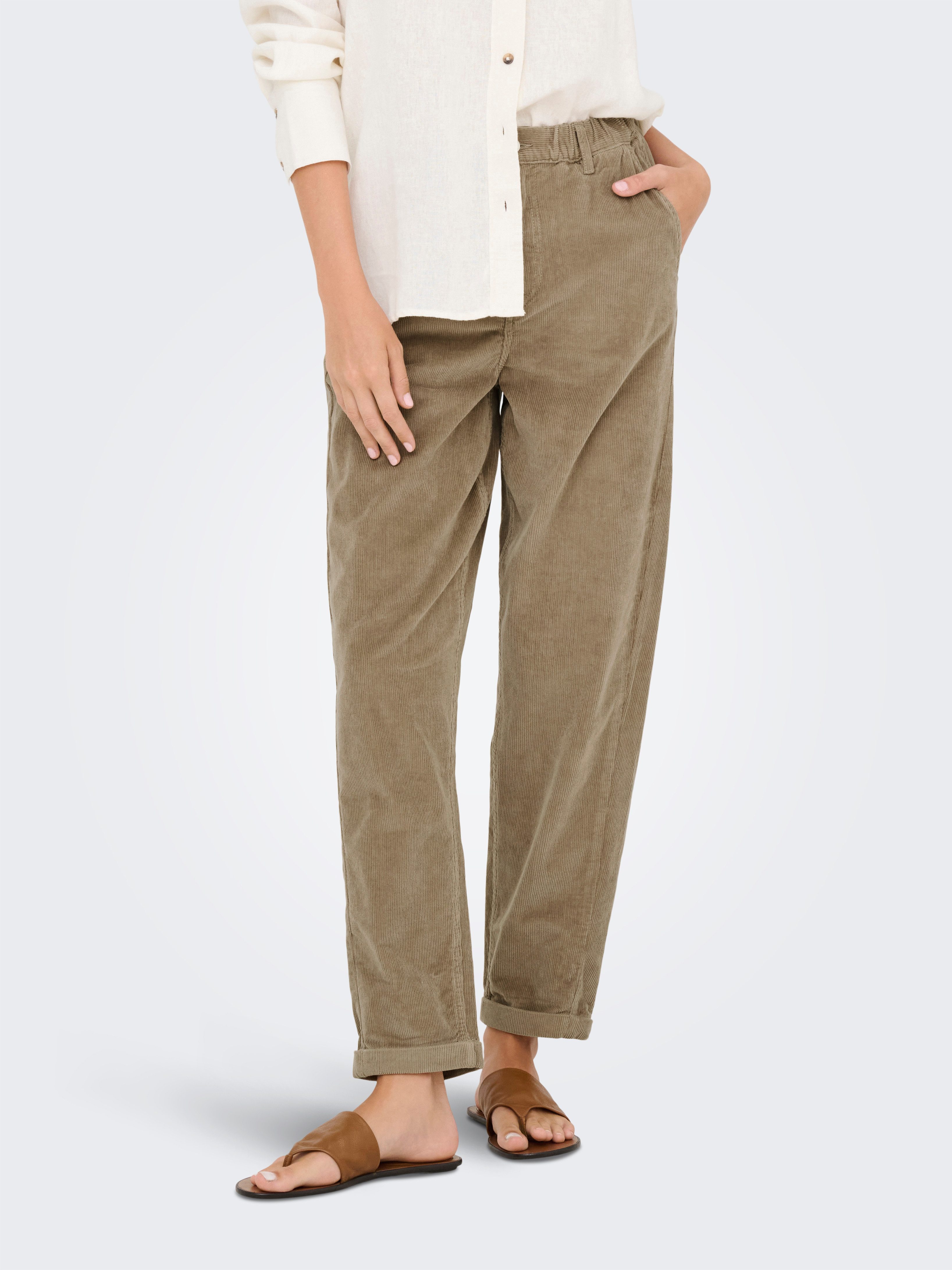 ONLY Cordhose ONLFLORA MW ELA CORD CAROT PANT PNT NOOS Baumwollmischung, Cord, Karottenform