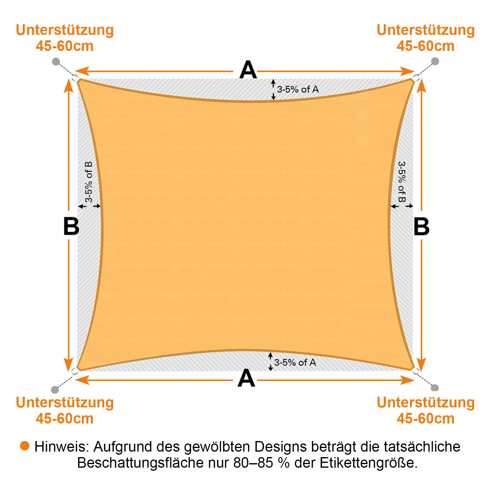 Sunicol Sonnensegel Wasserdicht Sonnenschutz, 95% UV-Schutz, Windschutz HDPE Gewebe, Atmungsaktiv, Robust & Stabil für Außenbereich Garten Balkon Terrasse – Bild 5 von 5