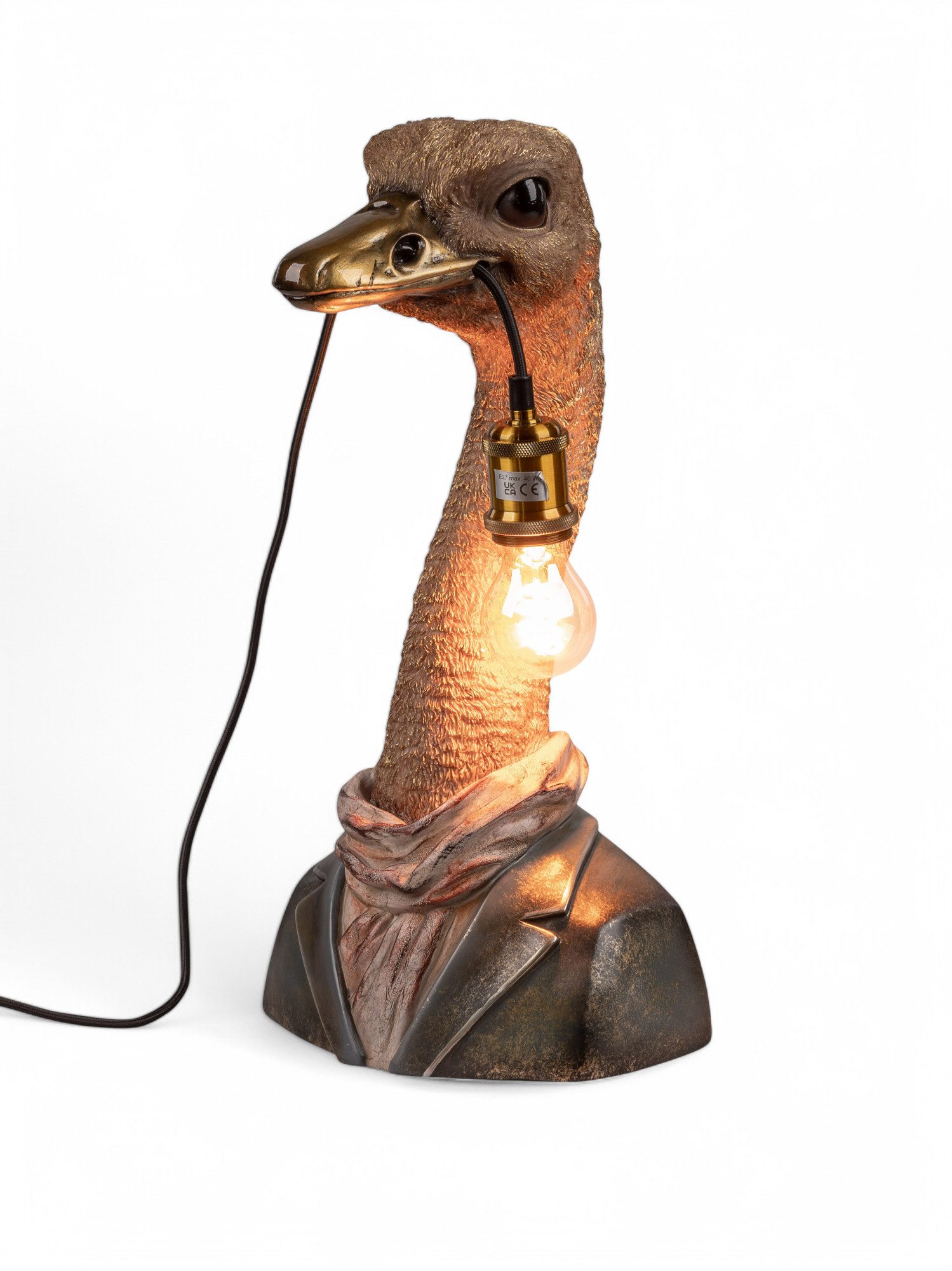 formano Tischleuchte Goldene Tier-Tischleuchte – Tierleuchte Pop-Art Deko mit urbanem Chic, Ausgefallen und stilvoll - Design-Tischlampen in Tierform – Strauß