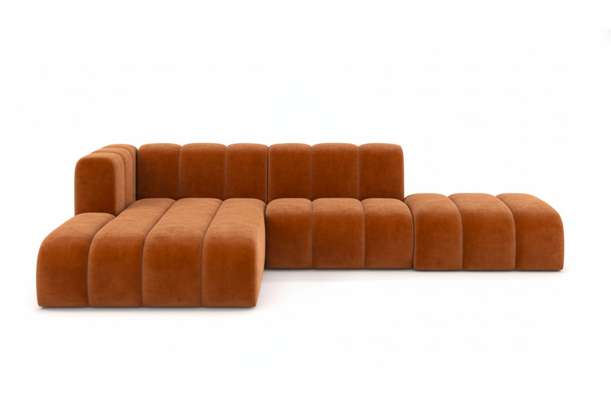 Kaiser Möbel Ecksofa Ecksofa L-Form modulare Grand Mini mit Hocker Veloursstoff Salvador, Ecksofa mit Hocker, Modulares L-Ecksofa,freistehender Hocker,Premium-Velours Salvador
