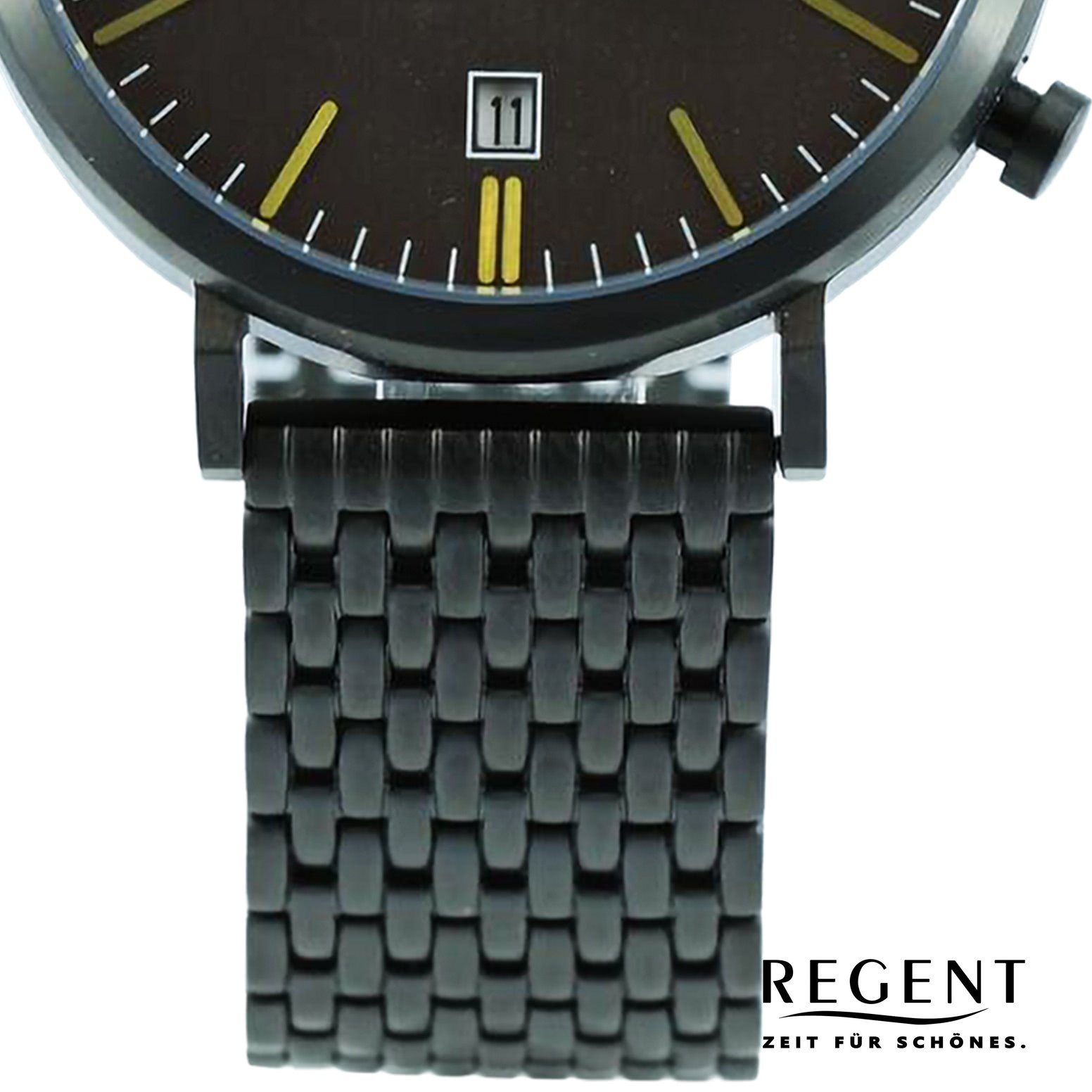 Herren Analog, Armbanduhr 41mm), (ca. extra Quarzuhr groß Herren Regent Metallarmband rund, Armbanduhr Regent