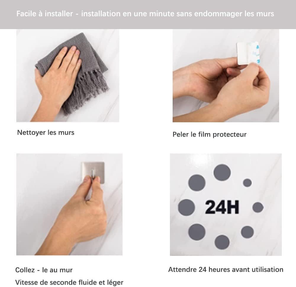 LA CUTE Handtuchhaken Selbstklebende Handtuchhaken, ohne Bohren, 4 Stück, für Küche & Bad, (Selbstklebende Wandhaken, Edelstahl, 4 Stück, ideal für Küche und Bad, 4-St., Gefertigt aus hochwertigem Edelstahl, rostfrei korrosionsbeständig), Hochwertiger, rostfreier SUS304 Edelstahl mit starker 3M-Klebekraft