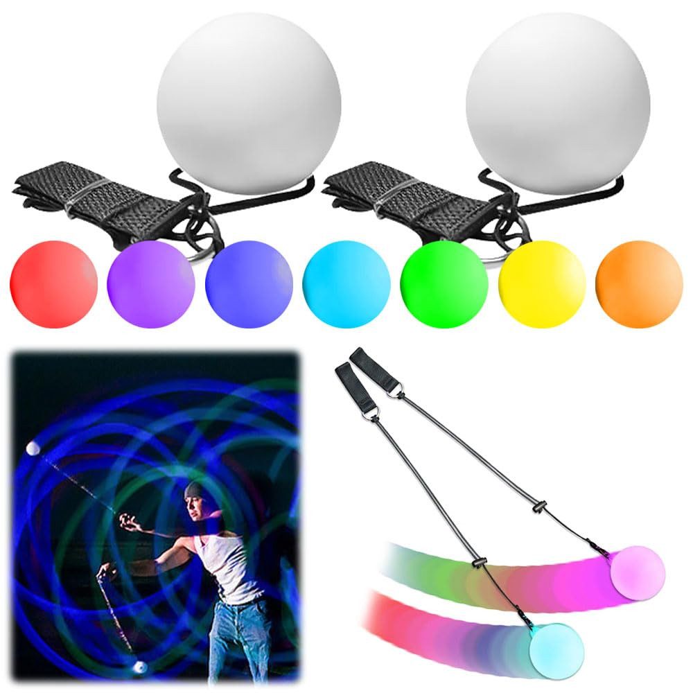 Gymnastikball LED Poi Bälle Set, Jonglierbälle Leuchtend, LED Poi Leuchtball