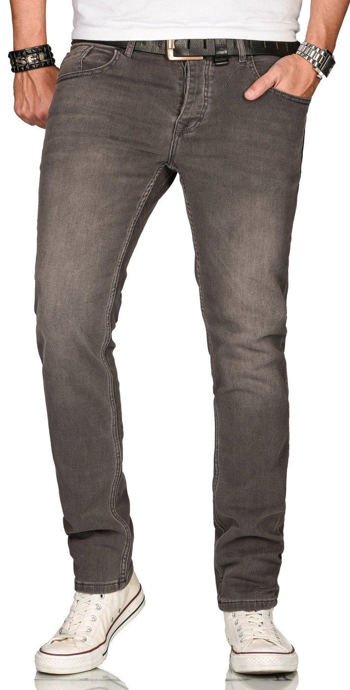 Alessandro Salvarini Straight-Jeans ASElia mit fein strukturiertem Jeansstoff und 2% Elasthan grau
