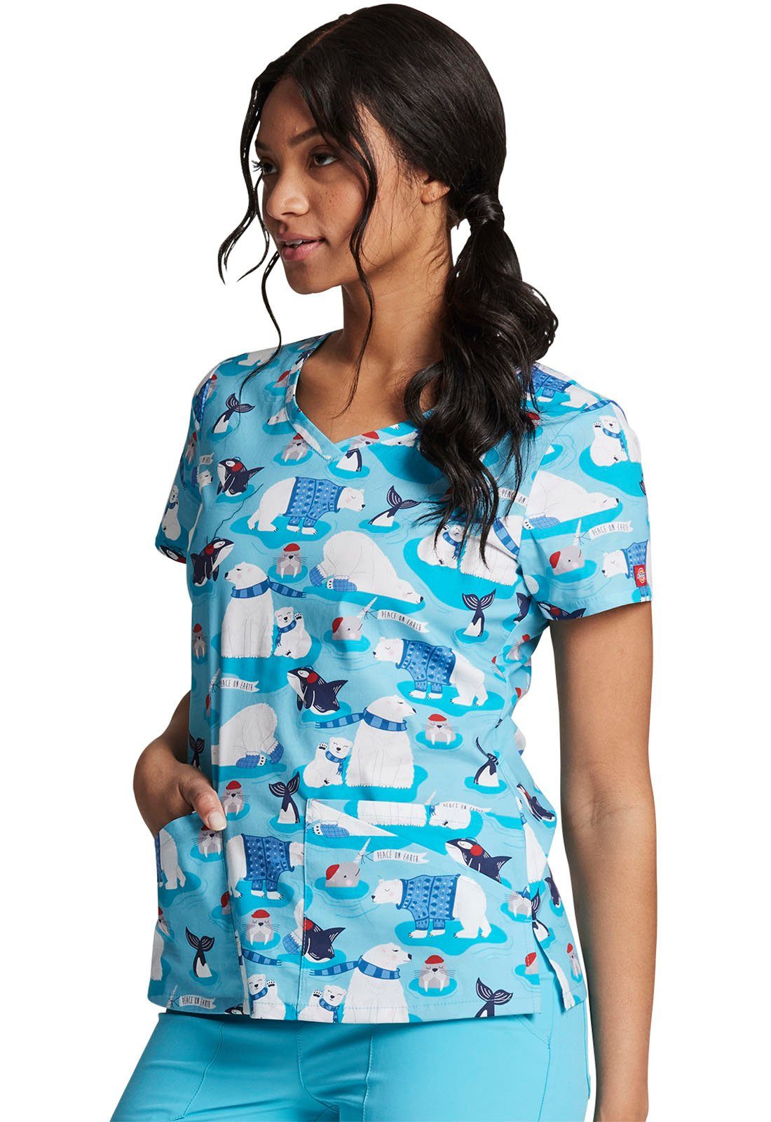 Dickies Funktionsbluse bunt bedruckter Damen Kasack "Peaceful Earth"