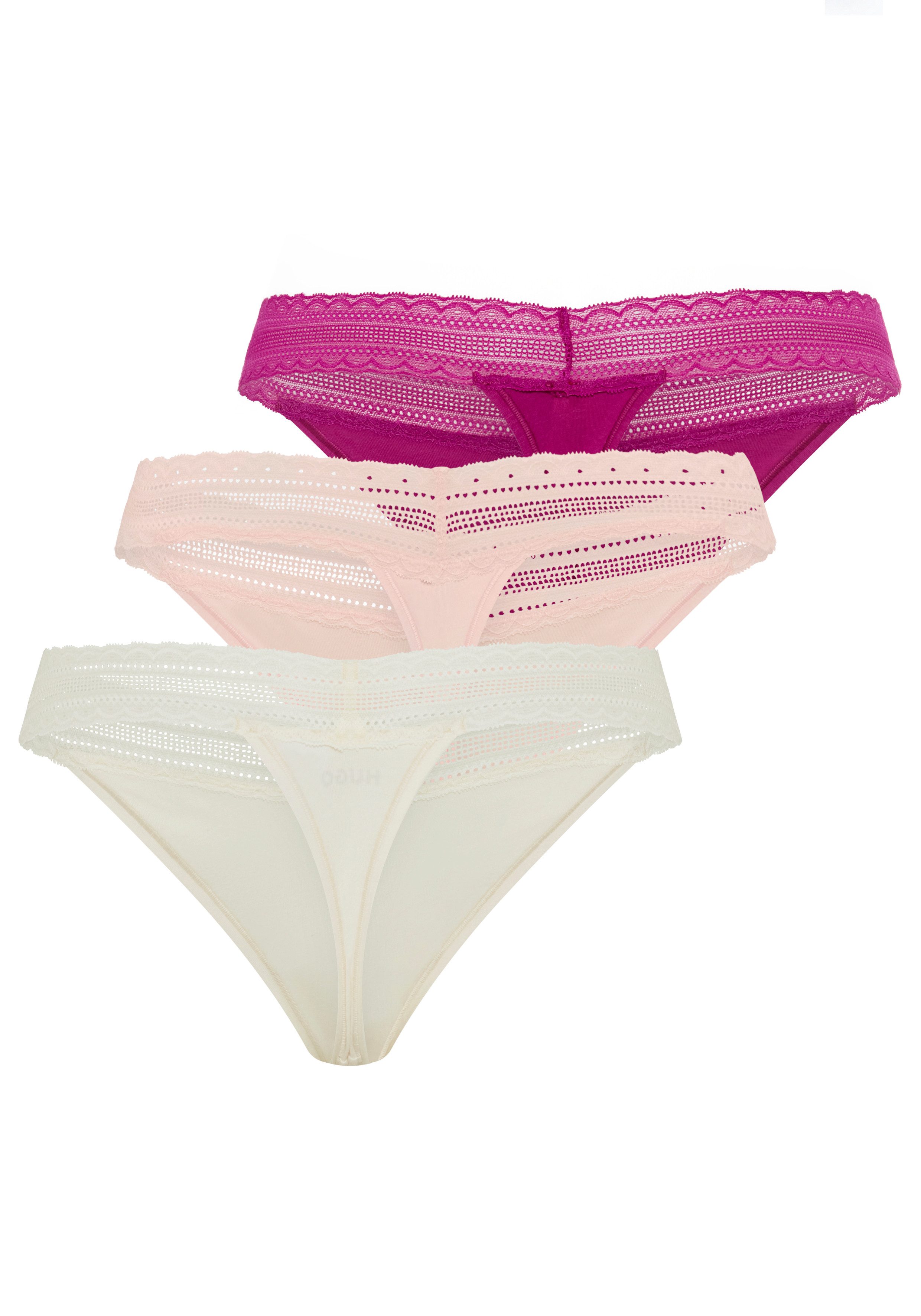 HUGO String Lace (Packung, 3-St) mit Spitzeneinsatz