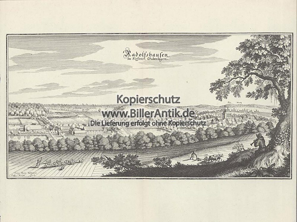 Kunstdruck Radolfshausen Grubenhagisches Amtshaus Lüneburg Kupferstich Merian O 0