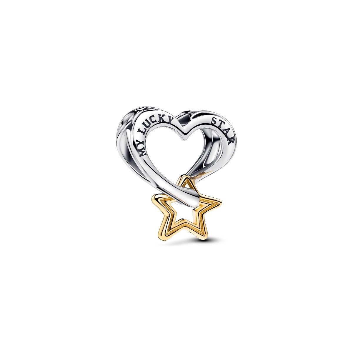 Pandora Charm-Einhänger Pandora Charm Damen Lucky Star & Herz Sterling-Silber Vergoldet 763513