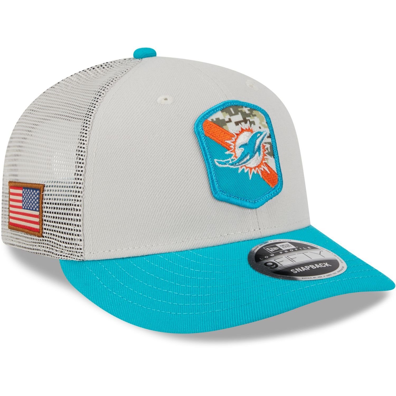 New Era Snapback Cap 9Fifty Low Profile Snap NFL Salute to Service Miami Dolphins